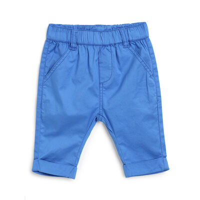 Boys Medium Blue Solid Long Trousers